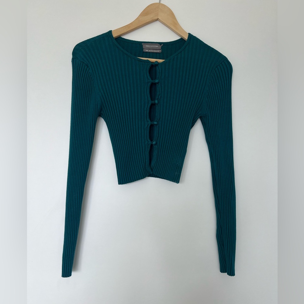 Teal cutout sweater